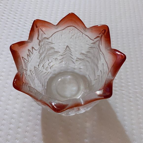 Vtg Mikasa Glass Red to Clear Tulip Christmas Tealight Candle Holder Bowl - Picture 4 of 10